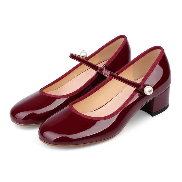 dark red mary jane shoes