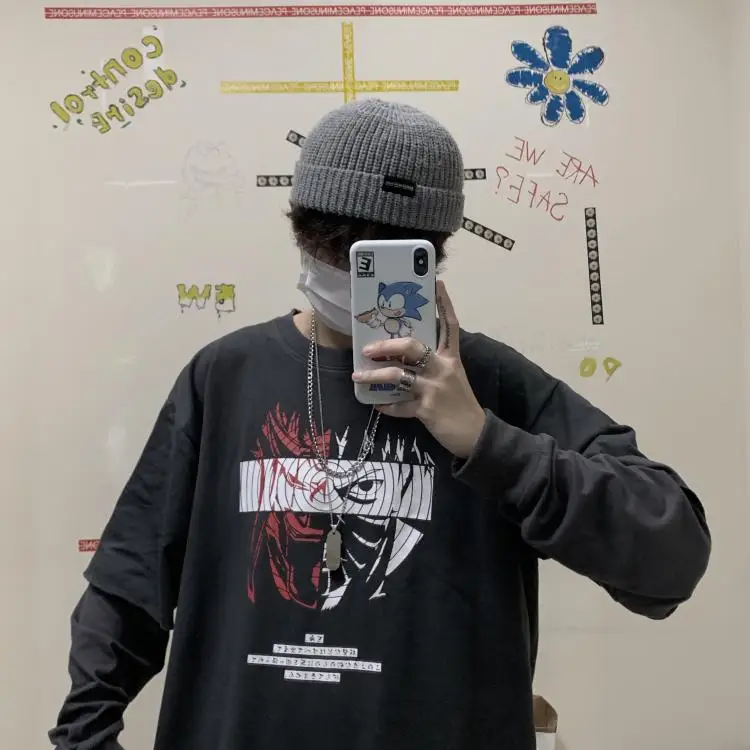 Neploe/для женщин и мужчин Harajuku толстовки свитшоты негабаритных уличная черный серый пуловер хип-хоп базовые Джемперы 54915