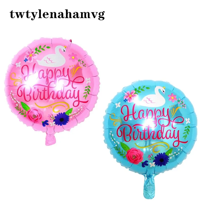 Синий Розовый Новый 18 дюймов С Днем Рождения Круглый фольгированный шар День