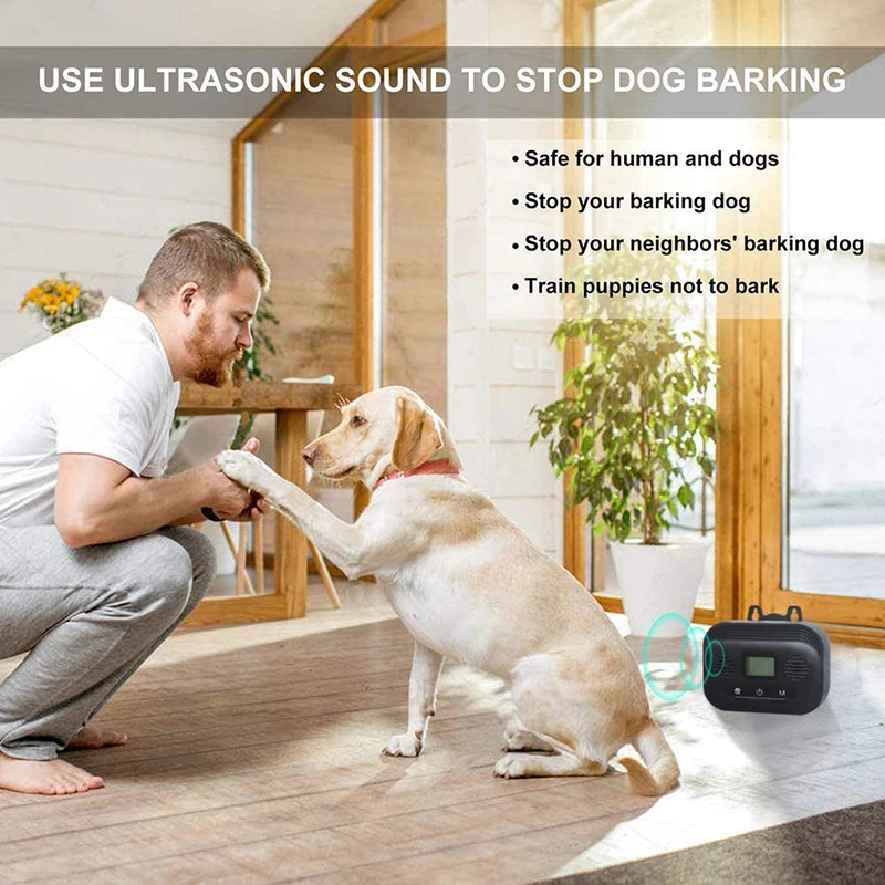 Benepaw Effective Anti Barking Device Adjustable LCD Screen Ultrasonic Dog Bark Deterrent Waterproof Pet Training Up 15m