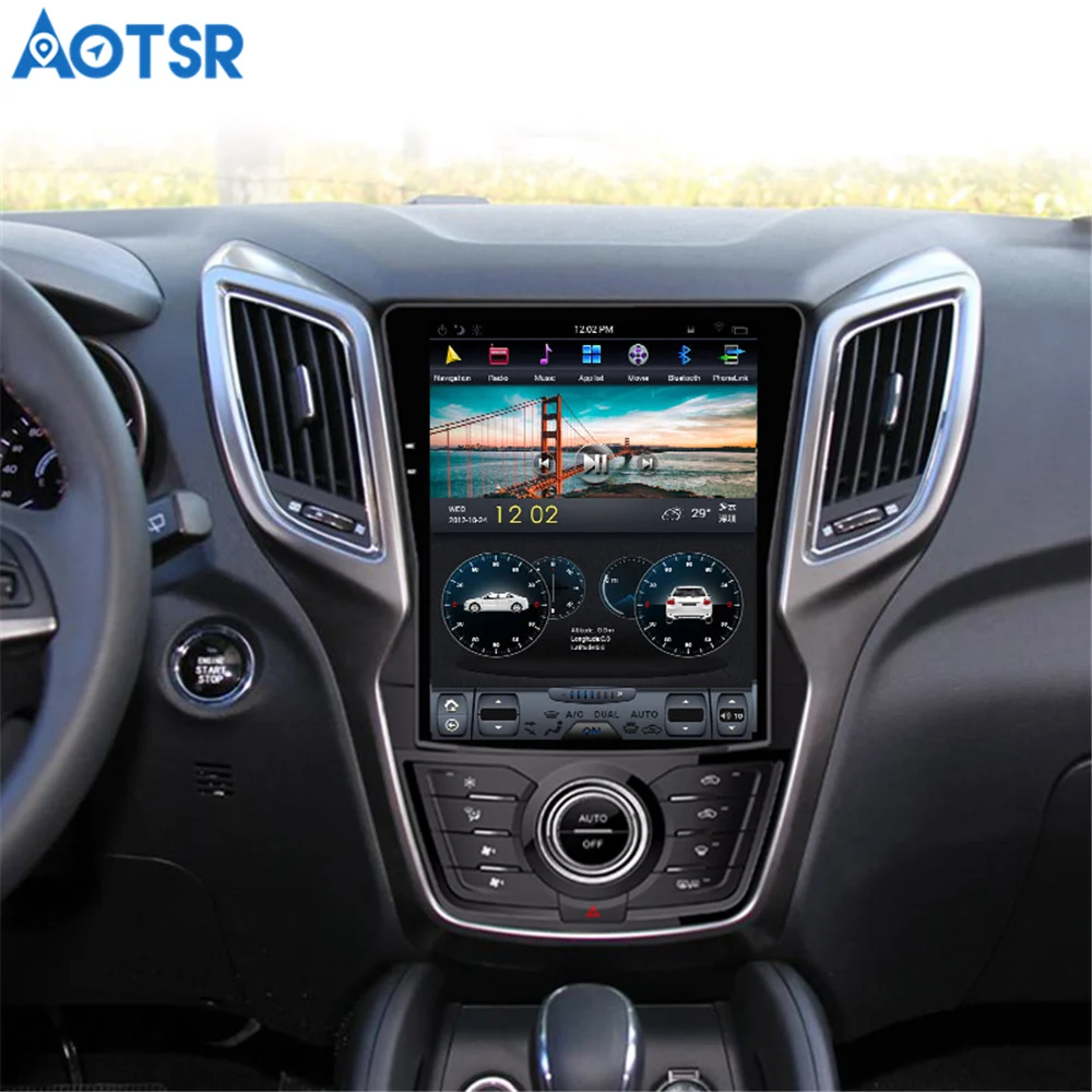 Sale Tesla style px6 Android 8.1 4+64G Car DVD Player GPS Navigation For Changan CS75 multimedia radio recorder headunit auto stereo 1