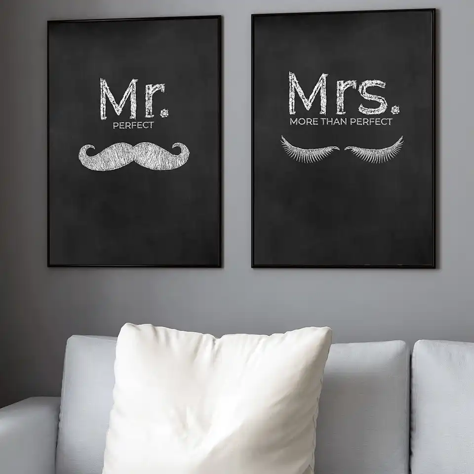 Mr Mrs Familia Simple Citas Pared Arte Lienzo Poster Impresion