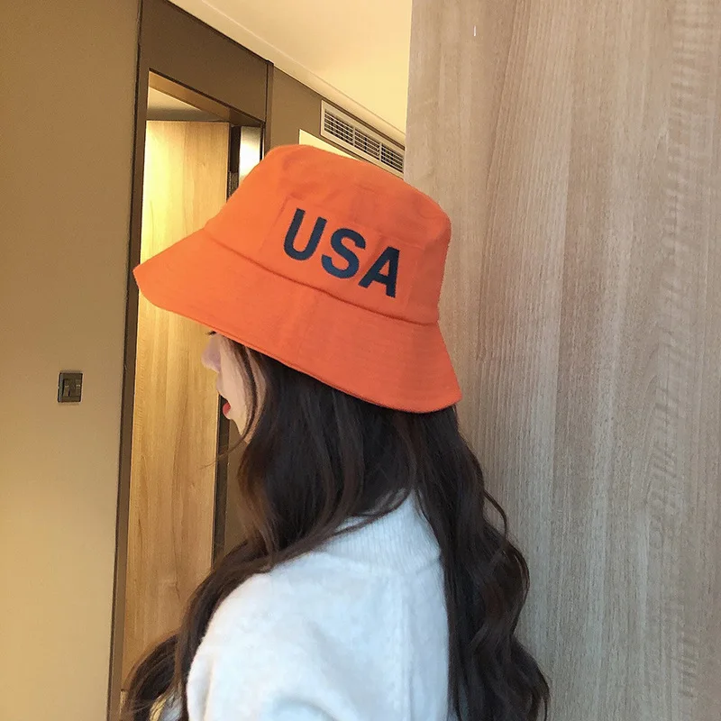 Новинка, женские шапки-ведерки с принтом США, весенне-летняя кепка s, модная шапка в рыбацком стиле для девушек, складная шапка для пляжа, путешествий, солнцезащитная Кепка, новинка