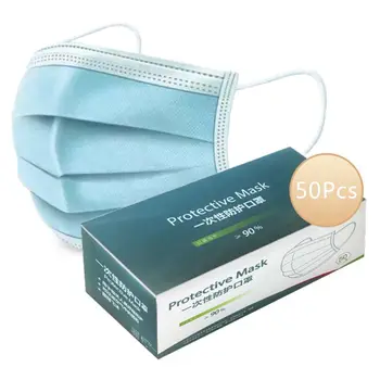 

50 Pcs Disposable Mouth Mask 3-Layers Non-Woven Protective Mouth-Muffle Dustproof Earloop Face Cover
