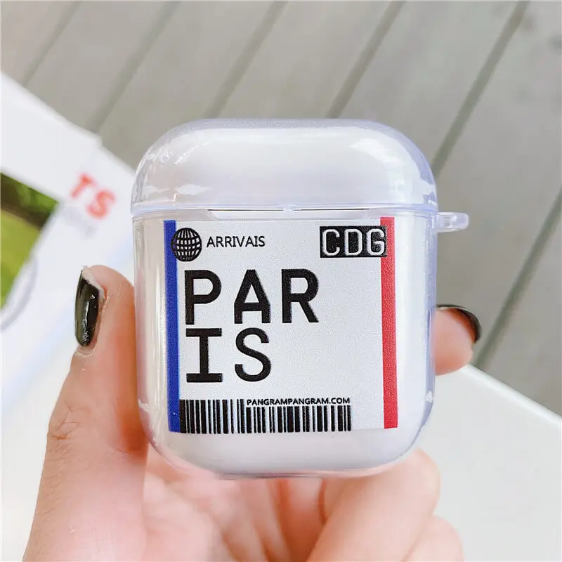 Paris Чехол для наушников для apple airpods 2 1 чехол для наушников с надписью «city bar code» прозрачный мягкий чехол для телефона из ТПУ - Цвет: Paris