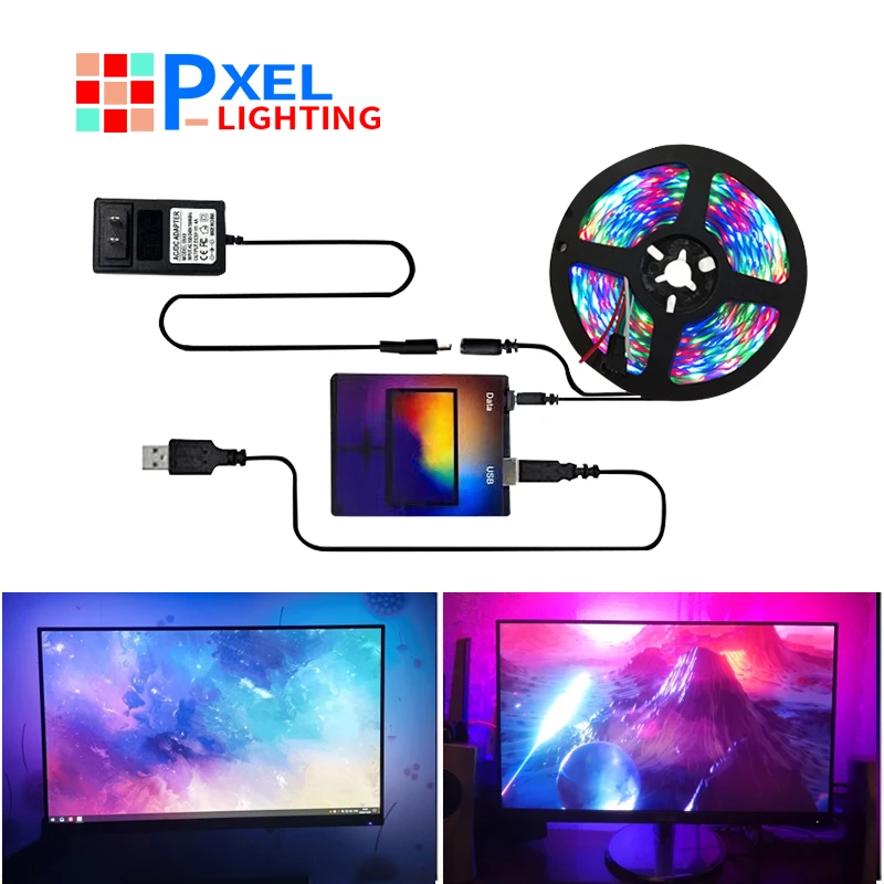 DIY PC Dream Screen HDTV Computer Monitor USB LED Strip WS2812b LED Strip Full Se 1/2/3/4/5m Ambient Android TV Backlight