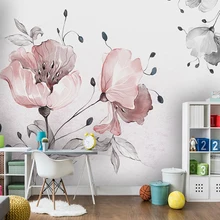 Пользовательские настенные фрески водонепроницаемый холст настенная бумага нарисованный вручную цветочный цветы Искусство Настенная живопись гостиная спальня фоновая бумага