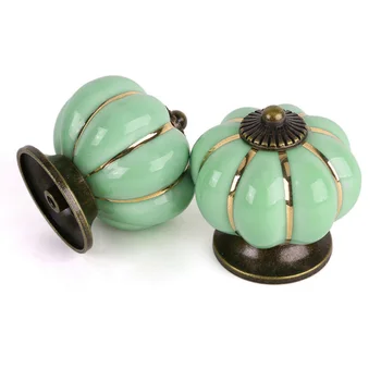 

Ceramic And Zinc Alloy Pumpkin-shaped Cabinet Door Handles Drawer Pulls Knobs Pull Handle Pumpkin Ceramic Cabinet Handles Retr