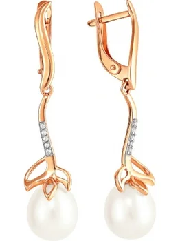 

Примаэксклюзив earrings with pearls and cubic zirconia in red gold