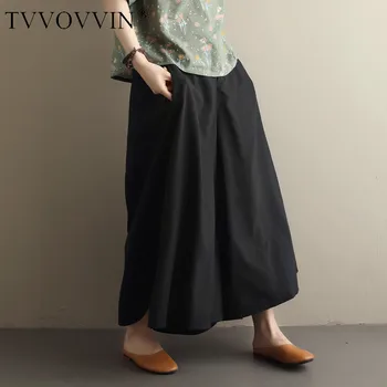 

2019 Summer New Pants Women Loose Pluz Size Wide Leg Pants Elastic Waist Long Pants Female Solid Color Wild Ladies Pants F255