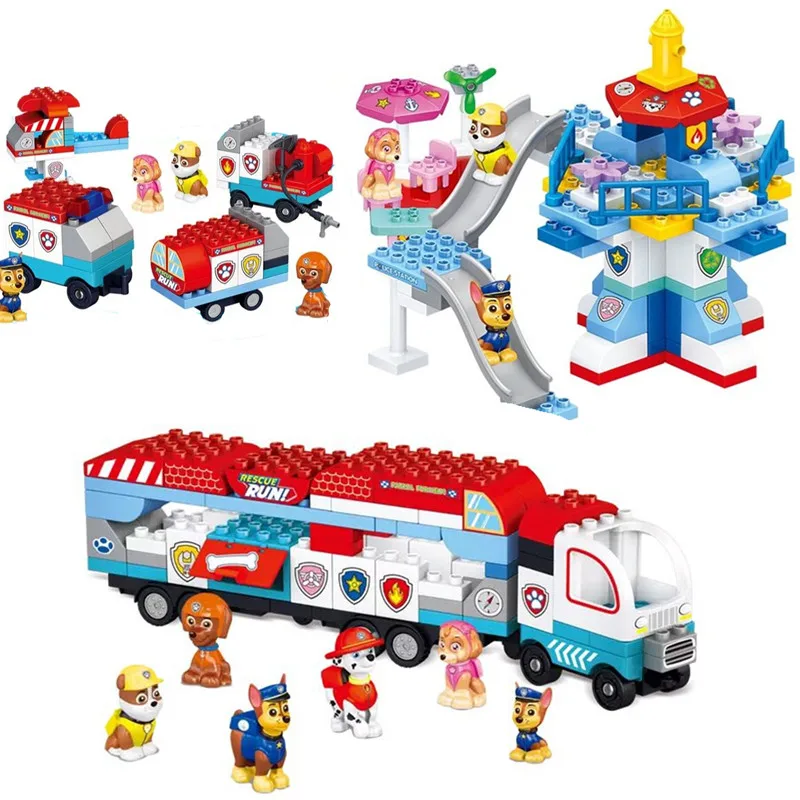 Tanie Paw Patrol zestaw zabawek klocki samochodowe mobilne ratownictwo łapa patrol pies miasto deformacja zabawka dla dzieci paw Patrol urodziny prezenty