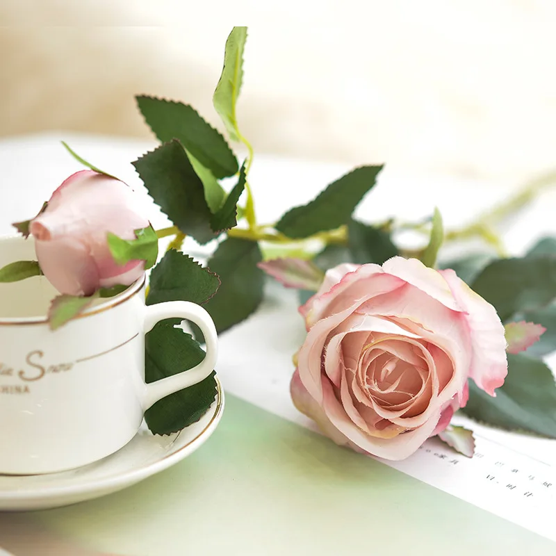 light pink Xuanxiaotong 66 см Шелковая в стиле ретро, болгарская роза, искусственные цветы, ветви для рождества, дома, осени, Декор, свадебные украшения, дешевые цветы - Цвет: light pink