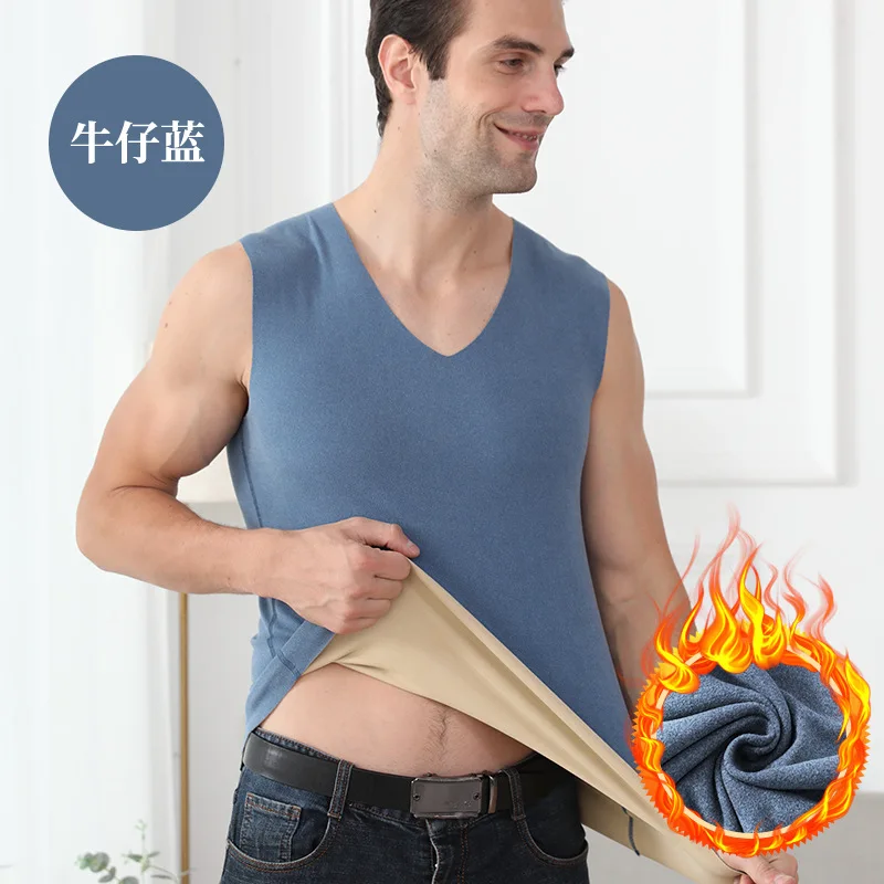 Men Thermal Underwear Winter Shirt Warm Clothes Sleeveless Invisible Seamless Tank Tops AB Side