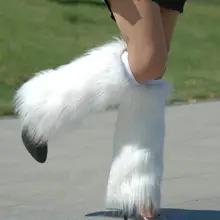 Зимние Модные однотонные женские ботинки; теплые меховые ножки гетры