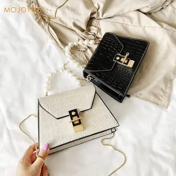 

Fashion Alligator Pattern PU Messenger Bag Women Pearl Chain Leather Casual Shoulder Crossbody Handbag