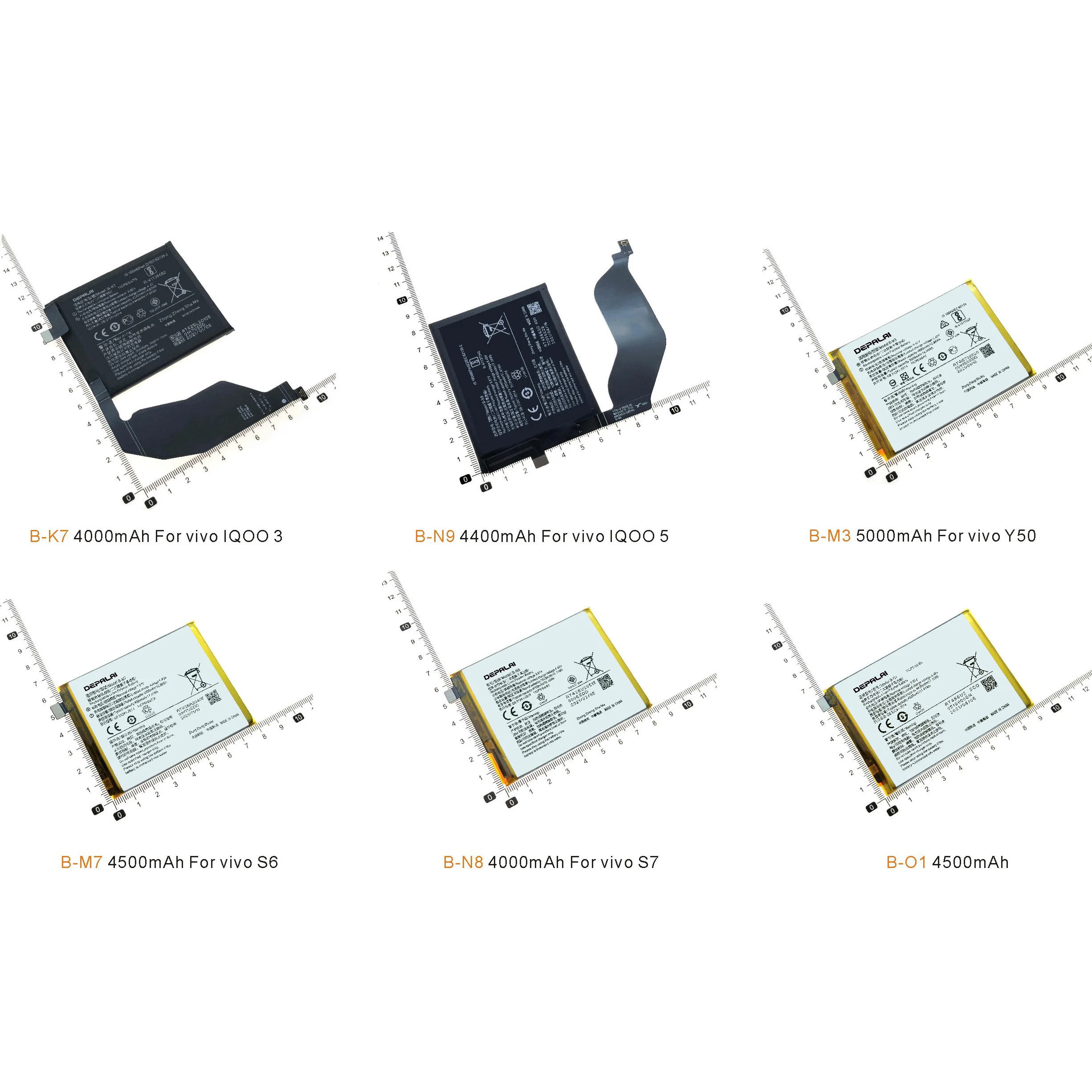 

Replacement Battery for Vivo iQOO, Mobile Phone Batteries, B-K7, B-N9, B-M3, B-M7, B-N8, B-O1, B-O2, B-M8, Y50, S6, S7, 5Pro