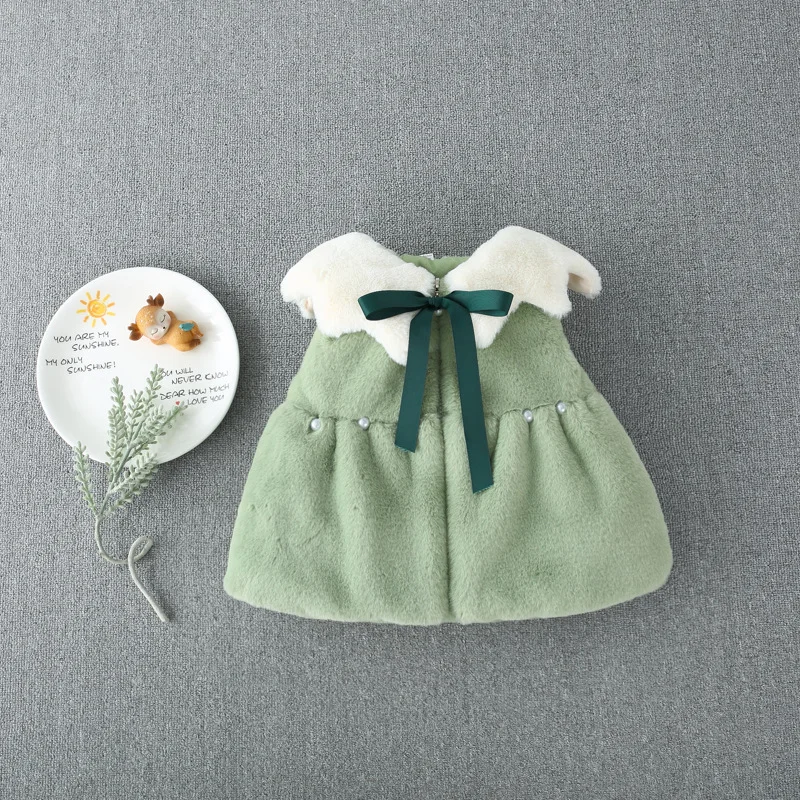 Winter New Style Online Celebrity Wave Large Lapel Child Waistcoat Girls Baby Girls Brushed And Thick Coat Korean-style