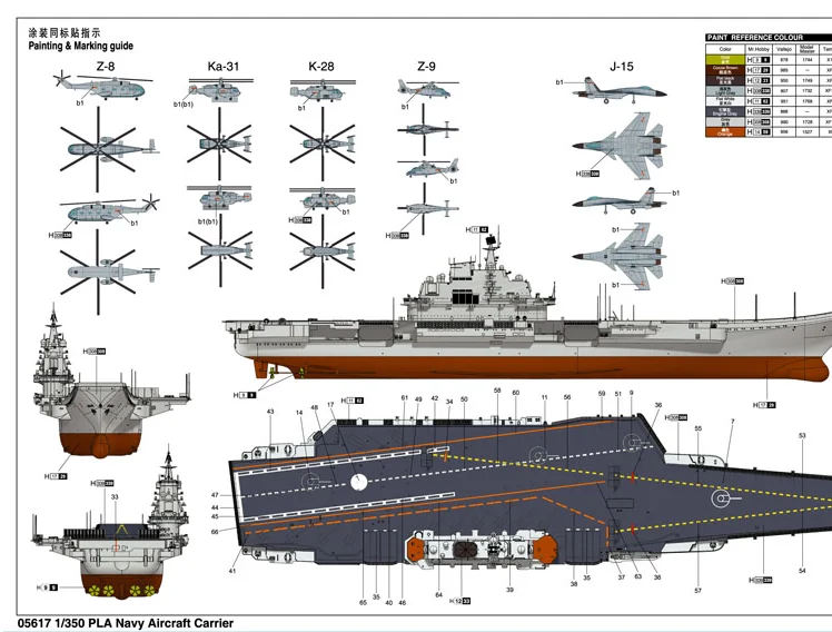 TRUMPETER 05617 военная модель 1/350 Китай ВМС авианосец Varyag Liaoning корабль