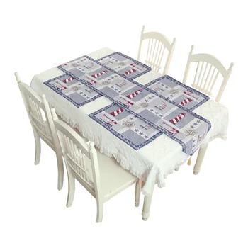 

1 Set Ocean series tablecloth Mat Mediterranean style Sell by 4 Mats and 1 table flag