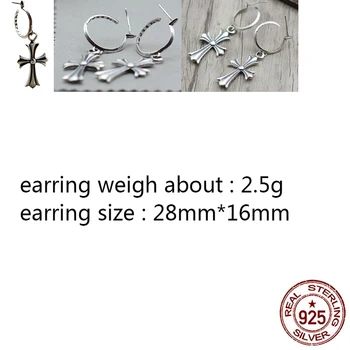 

E28 S925 sterling silver earrings personality retro punk hip-hop style eternal cross flower letter shape jewelry birthday gift