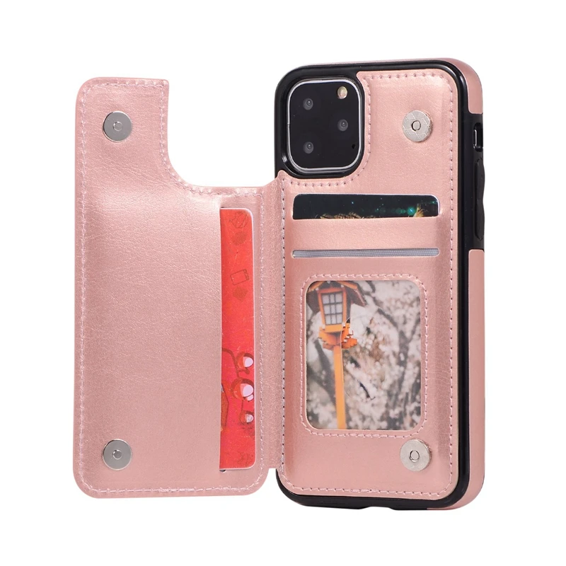 rose gold Для 11 Pro Магнитный чехол-бумажник с отделением для карт противоударный откидной Чехол 5,8 дюйма - Цвет: rose gold