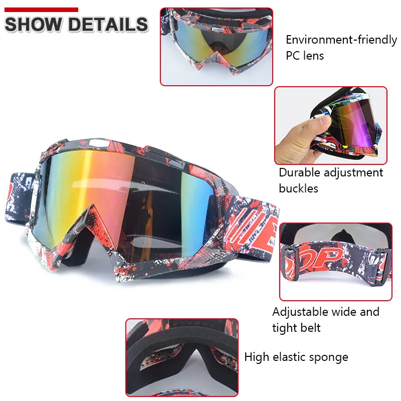 Красочные очки для мотокросса ATV Внедорожные грязеотталкивающие гоночные очки анти ветер MX камуфляжные защитные очки