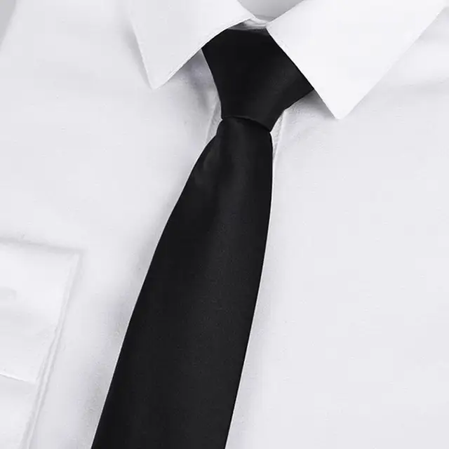 Cravatte di sicurezza con Clip nere per uomo donna zerbino Steward cravatta nera opaca cravatta funebre nera accessori per abbigliamento 3
