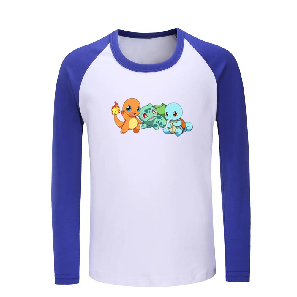 Милые детские футболки с рисунком Pokemon Charmander Bulbasaur покебол Сквиртл Детские футболки с графическим принтом топы с длинными рукавами для мальчиков и девочек - Цвет: JeKCBL573C