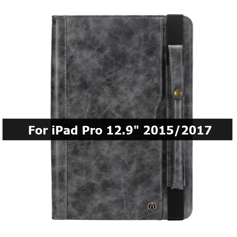 Чехол для iPad Pro 12,9 чехол с держателем для карандашей смарт-кожаная сумка с отделением для карт Чехол для iPad Pro 12," Чехол - Цвет: Gray A
