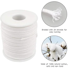 

1 Roll 200 Feet 61M White Candle Wick Cotton Candle Woven Wick for Candle DIY And Candle Making candle wick candle making