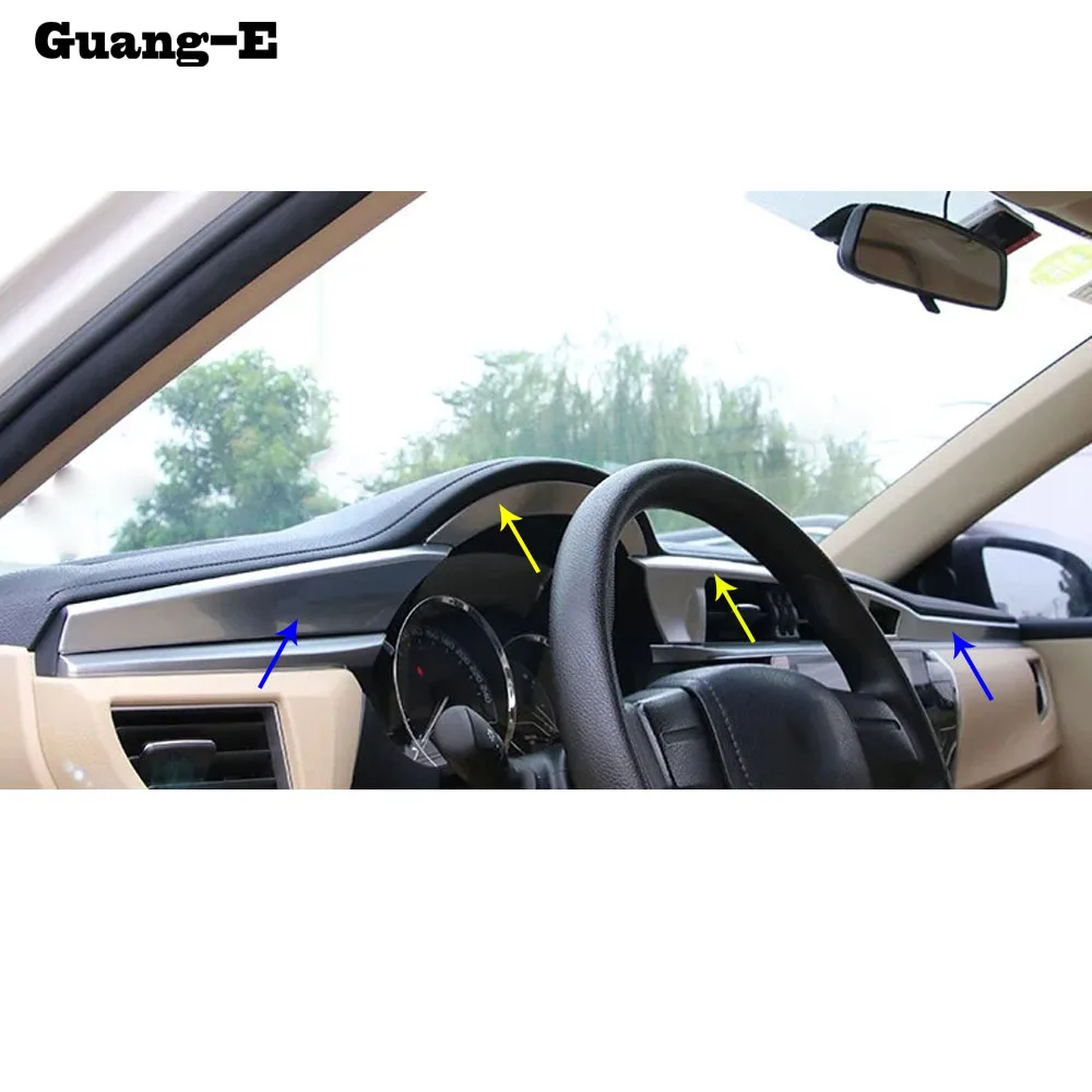 Car Cover Stick ABS Chrome Armrest Storage Glove Box Front Trim Lamp Meter Panel 4pcs For Toyota Corolla Altis
