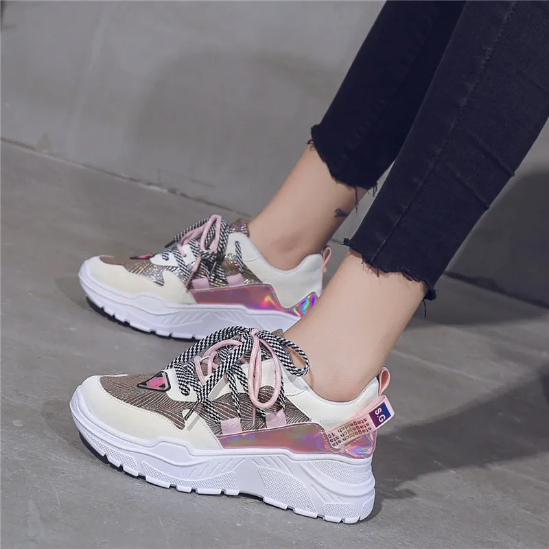 Lace-Up Women Sneakers Fila Shoes Woman Shoes Sneakers PU Women Designer Sneakers Beige Casual Shoes Zapatos De Mujer