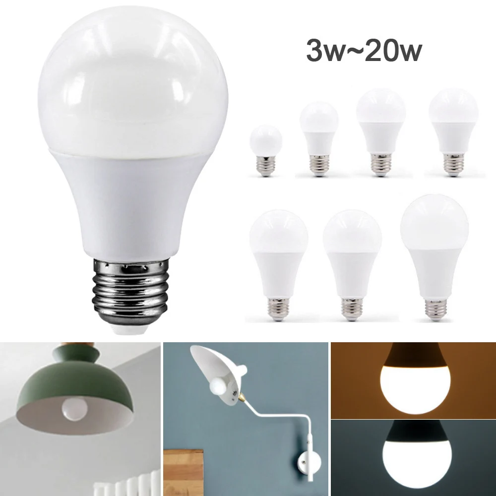 Светодиодный светильник E27 E14 3W 6W 9W 12W 15W 18W 20W светодиодные лампы-ампулы 220V домашняя