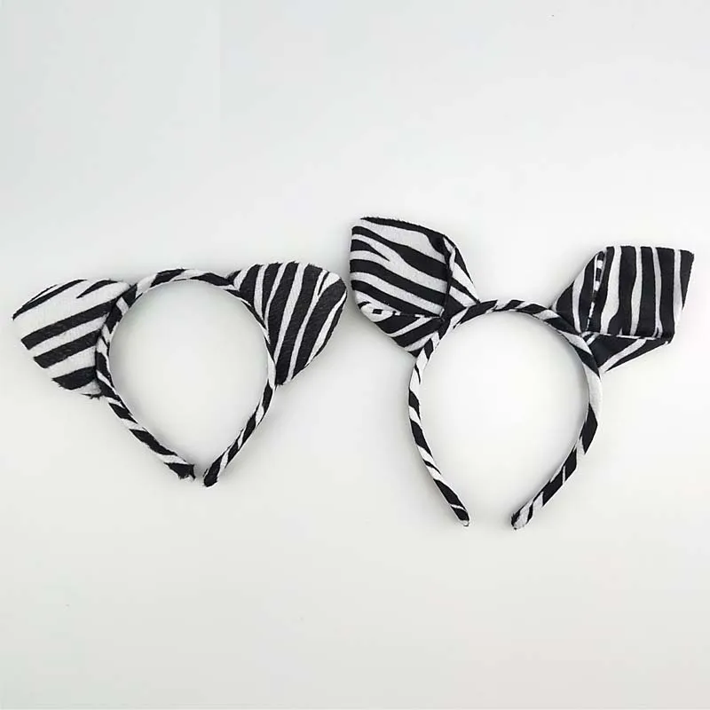 Kids Adult Cartoon Animal Zebra Ear Headband Headwear Tail Tie Birthday Party Cosplay Costume Halloween Christmas Props Carnival