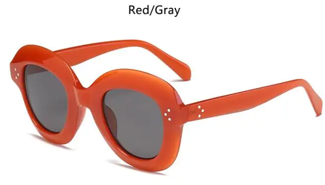 red gray Женские трендовые 70S овальные круглые солнцезащитные очки дизайнерский бренд женские оттенки Пластик рамкой Черный Винтаж очки UV400 женский - Цвет линз: red gray