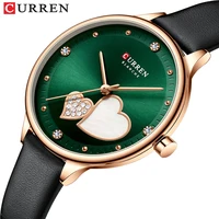 CURREN Women's Watches Top Brand Luxury Quartz Leather Wristwatch with Rhinestone Elegant Thin Clock for Female 1