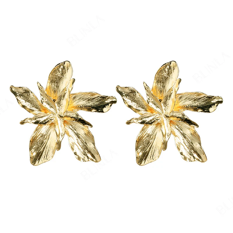 BLINLA New Vintage Gold Geometric Drop Earrings for Women Fashion Big Metal Leaf Dangle Earring Statement Jewelry Wholesale - Окраска металла: Gold