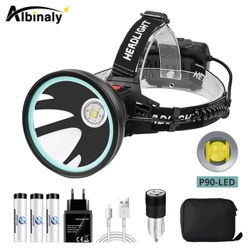 

Large aperture LED Headlamp with P90 LED Bead + IR Sensor Switch 3 Lighting Modes Uses 3 x 18650 Batteries Suitable for Outdoor