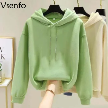 

Women Hoodies Spring Autumn Loose Sweatshirt Harajuku Avocado geeen Hoodie Sweatshirts Pullover Tops Blouse With Pocket Fashion