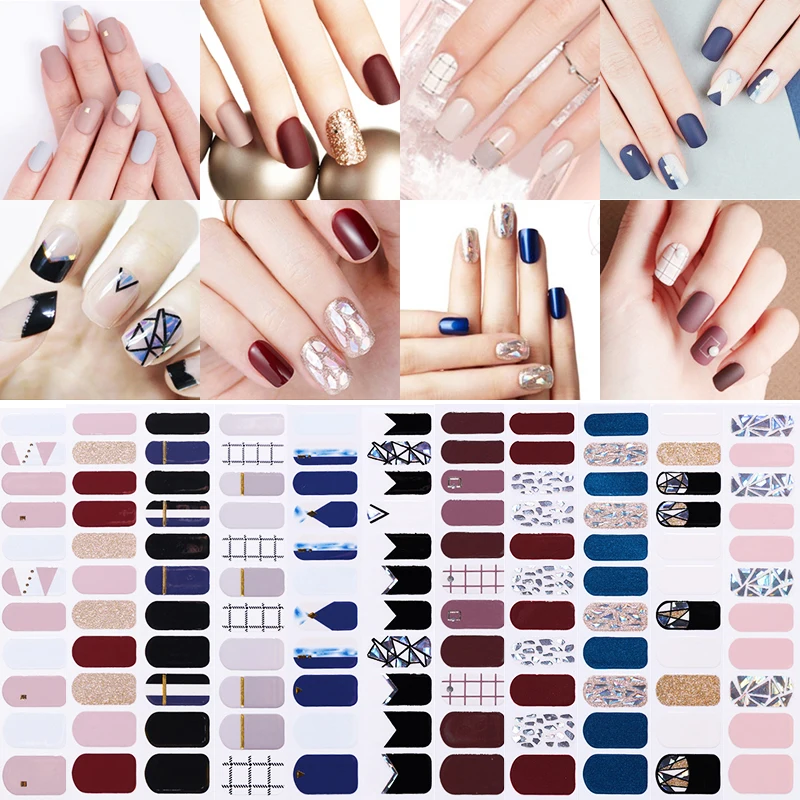 

1Sheet Nail Wraps Mixed Patterns Full Nails Adhesive Nail Tips Transfer Stickers Nail Art Decoration Design