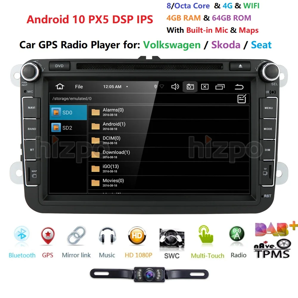 2DIN android10.0 OctaCore 4G+64G car dvd audio multimedia for Volk swagen V W Golf beetle passatCC EOSjetta polo Skoda/Seat/Leon