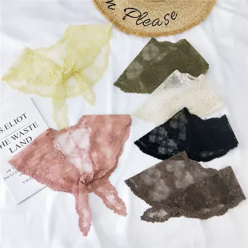 

2020 New Autumn Black Pink Lace Flower Scarf Cape Shawl Women Fashion Silk Triangle Hair Head Scarfs for Ladies Shawls and Wraps