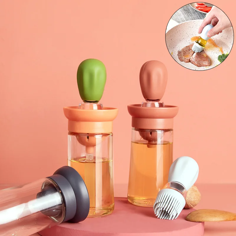 1pcs Portable Silicone Oil Bottle With Brush Grill Oil Brushes