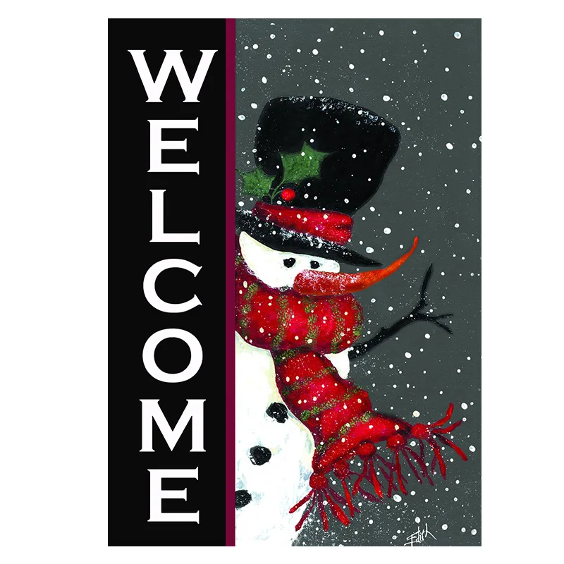 Snowman Welcome Decorative Winter Christmas Double Sided Garden Flag Garden Decoration