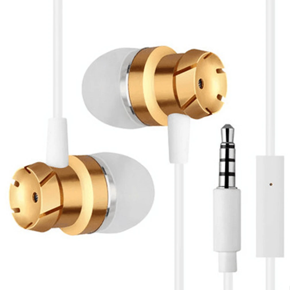 

Portable Size Shiny Decoration Design Mobile Phone Super Stereo Bass Metal Earphone With A Microphone For Iphone For Samsung