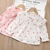 IENENS Girls Blouses Clothes Baby Spring Shirts Toddler Infant Cherry Print Tees Tops 1 2 3 4 Years Kids Cotton Shirt 1