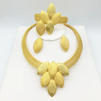 

HOT Fashion jewelry set Nigeria Dubai gold-color African bead jewelry wedding jewelry set african beads jewelry sets