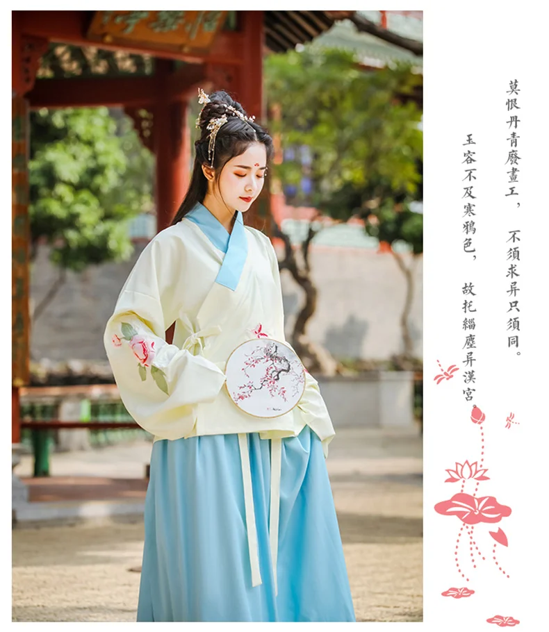Женский Hanfu Традиционный китайский древний народный танцевальный костюм праздничный наряд Мин Цин вышивка принцесса фея платье набор DL4993