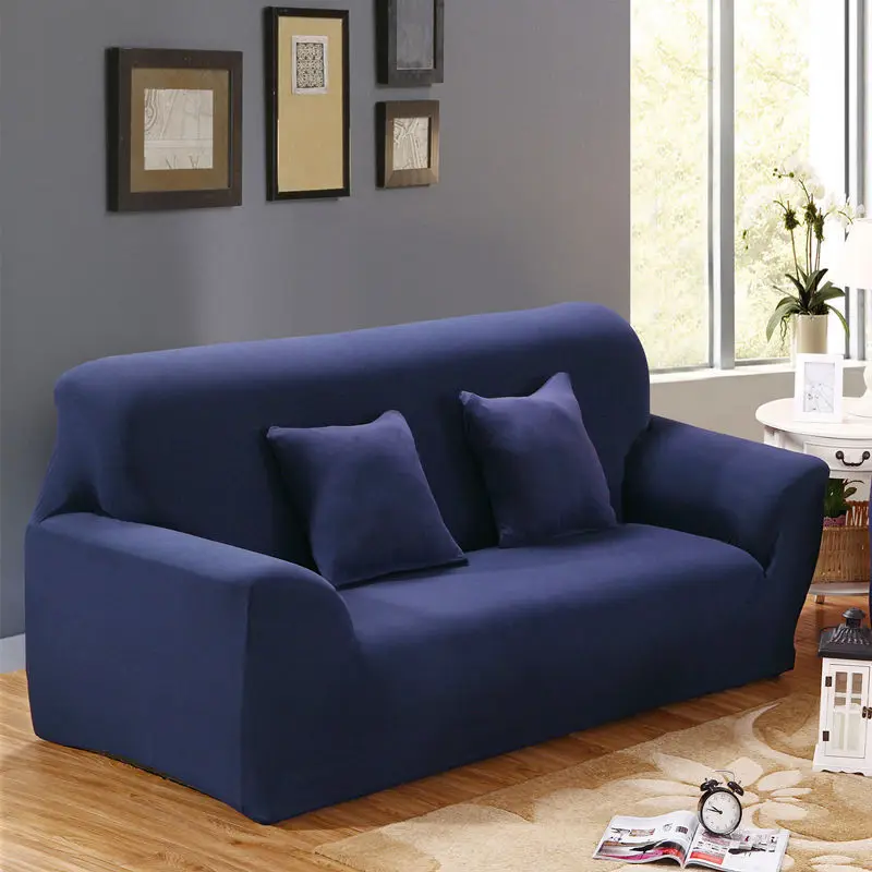 Navy 1/2/3-Seater современный цельно полиэфирный чехол для дивана спандекс эластичный чехол кресло крышка Гостиная протектор мебели - Цвет: Navy