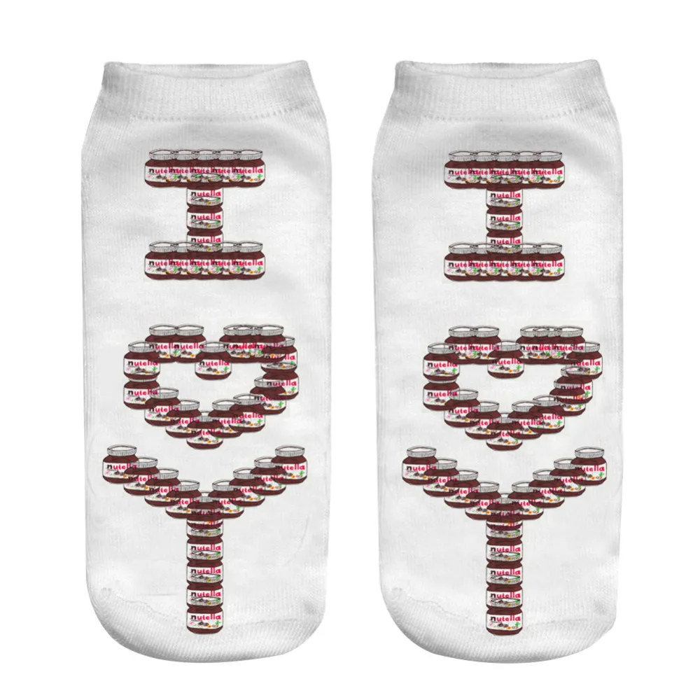 Хлопковые Повседневные носки KLV кофейного цвета с 3D принтом чашки Нутеллы низкие